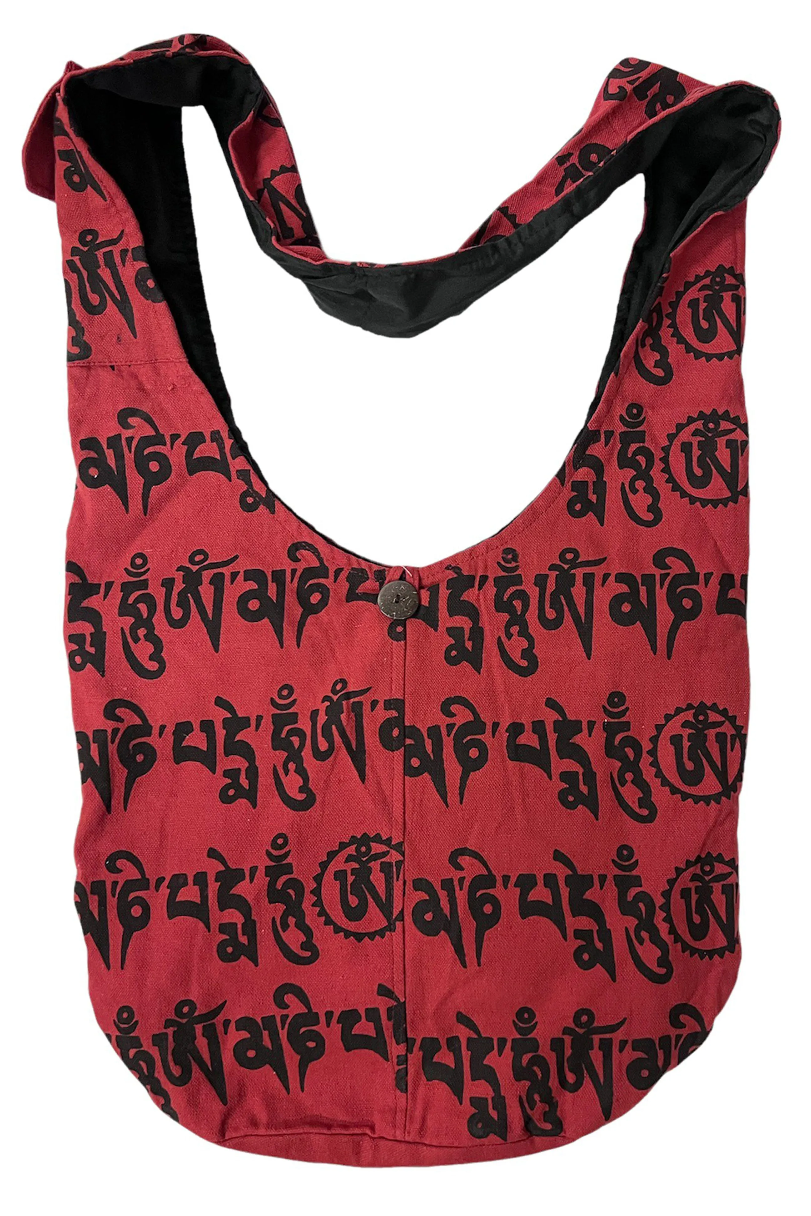 06 BG Cotton Om Mani Padhme Hum Script Shoulder Messenger Bag Purse