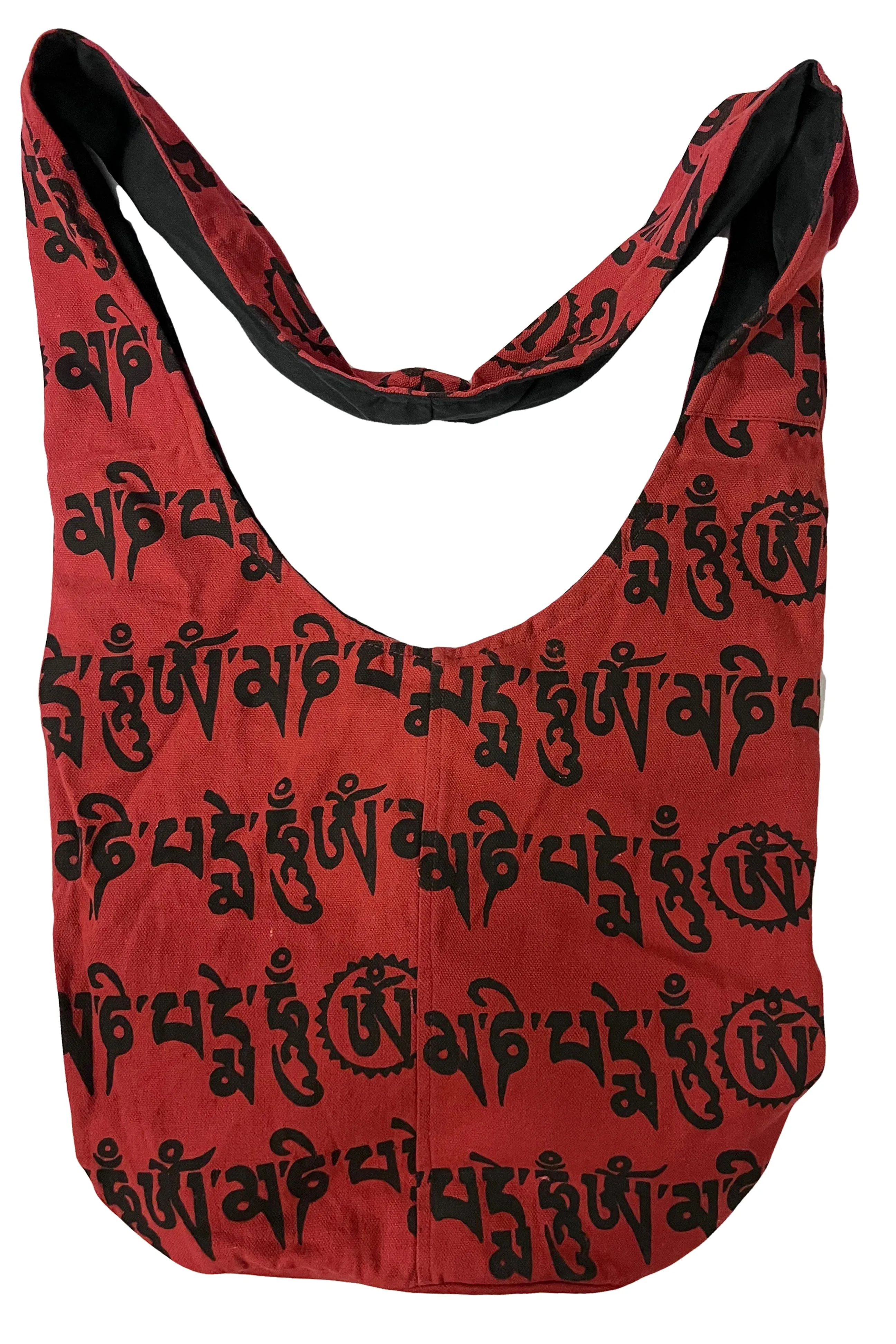 06 BG Cotton Om Mani Padhme Hum Script Shoulder Messenger Bag Purse
