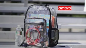 Amaro Rugged Transparent Clear See-Through Backpack