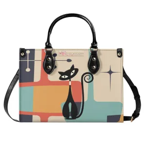 Atomic Cat Mid Century Modern Satchel, Retro Geometric Handbag