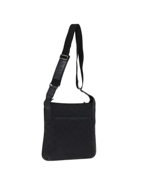 Canvas Shoulder Bag with Adjustable Strap and Multiple Pockets - Black
