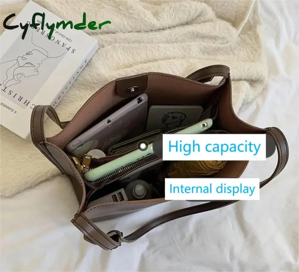 Cyflymder Vintage Fashion Female Tote New High Quality PU Leather Women's Designer hasp Handbag High capacity Shoulder Messenger Bag
