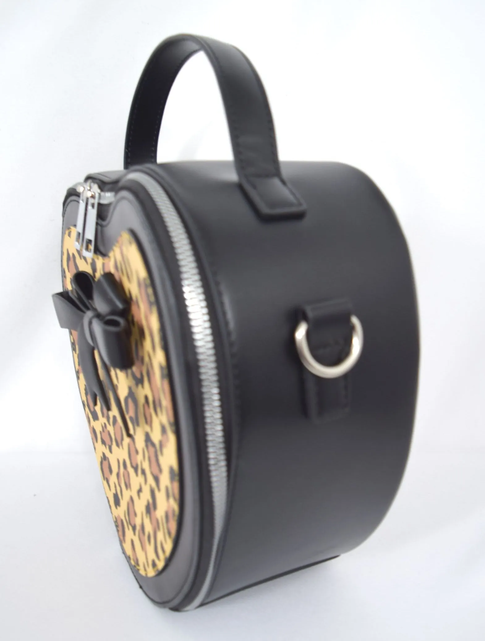 Dancing Days Retro 50s Rockabilly Heart Leopard and Black Small Handbag