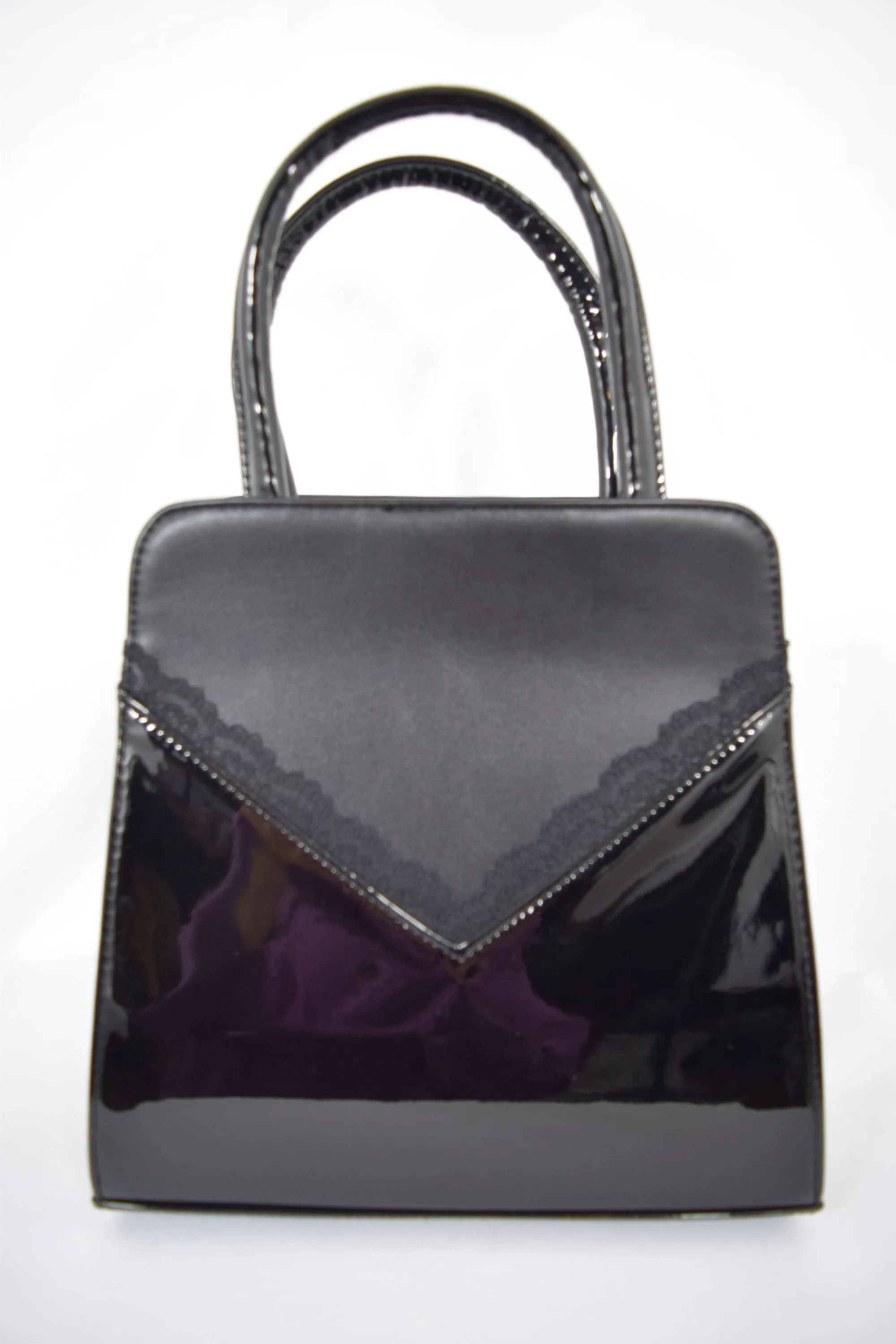 Dancing Days Retro Vintage English Rose Handbag with Bow - Black