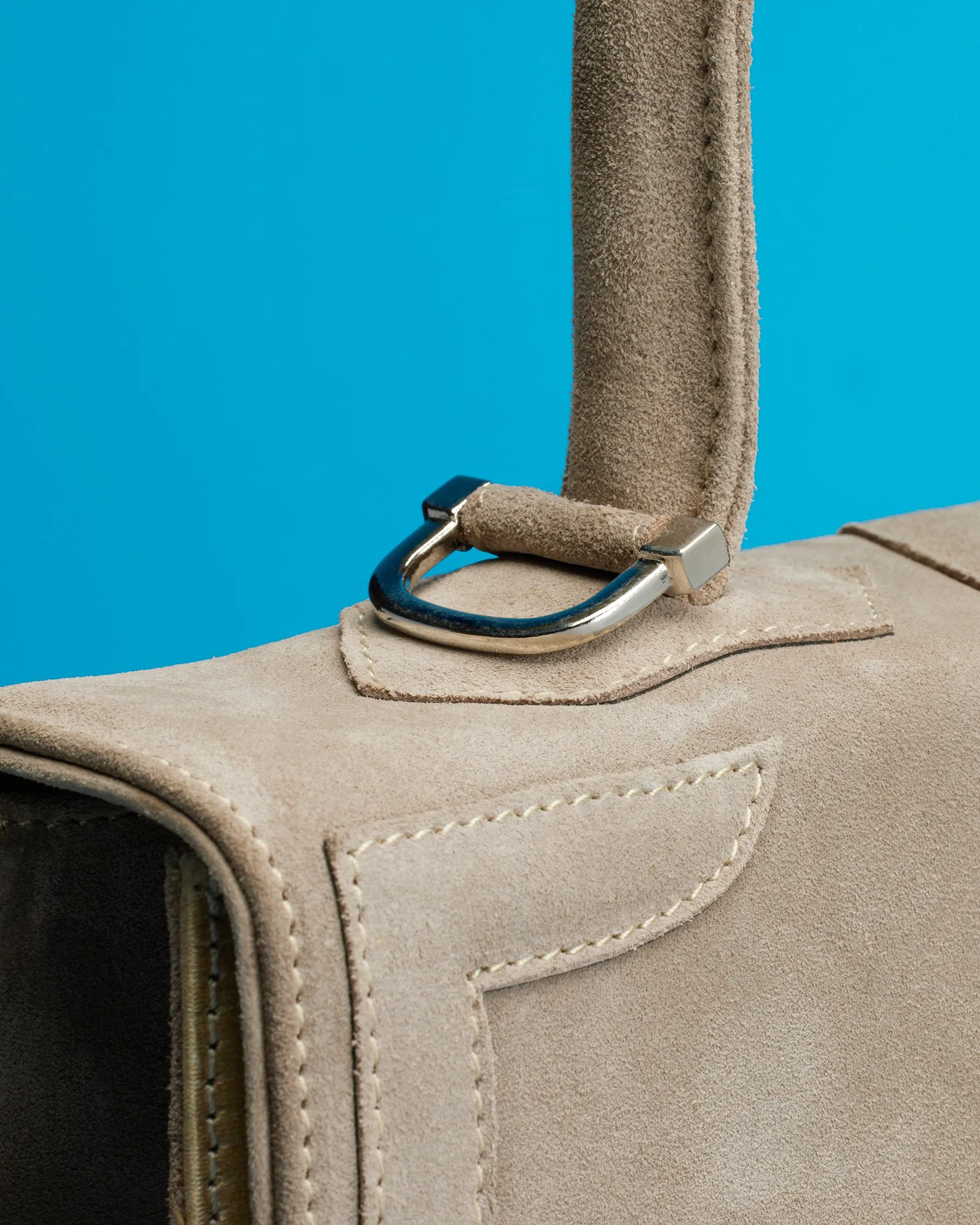 Marquise Paris Elegant Sand Top Handle Equestrian Shoulder Bag