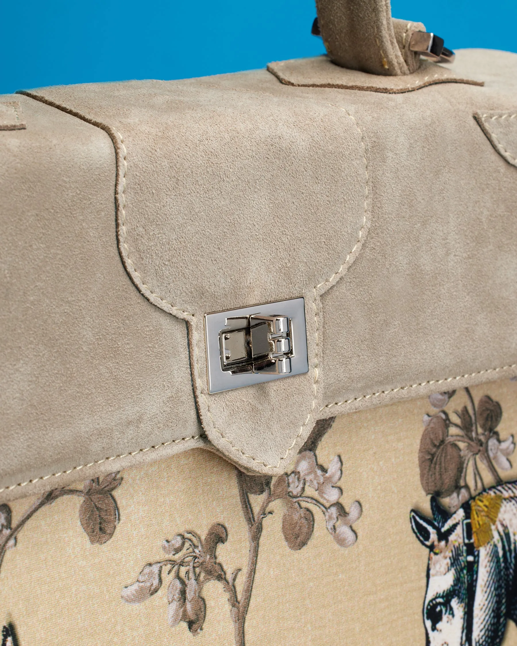 Marquise Paris Elegant Sand Top Handle Equestrian Shoulder Bag