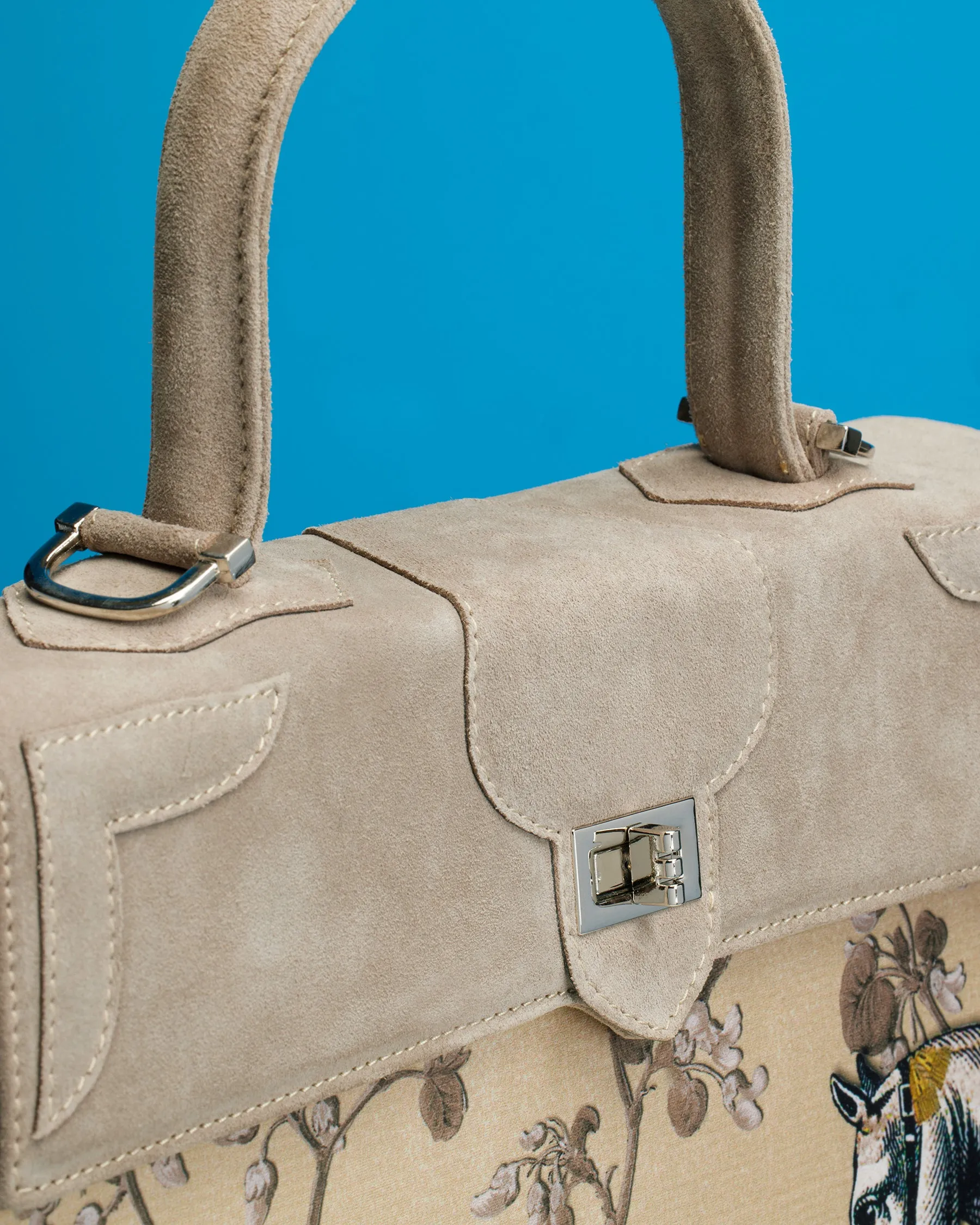 Marquise Paris Elegant Sand Top Handle Equestrian Shoulder Bag