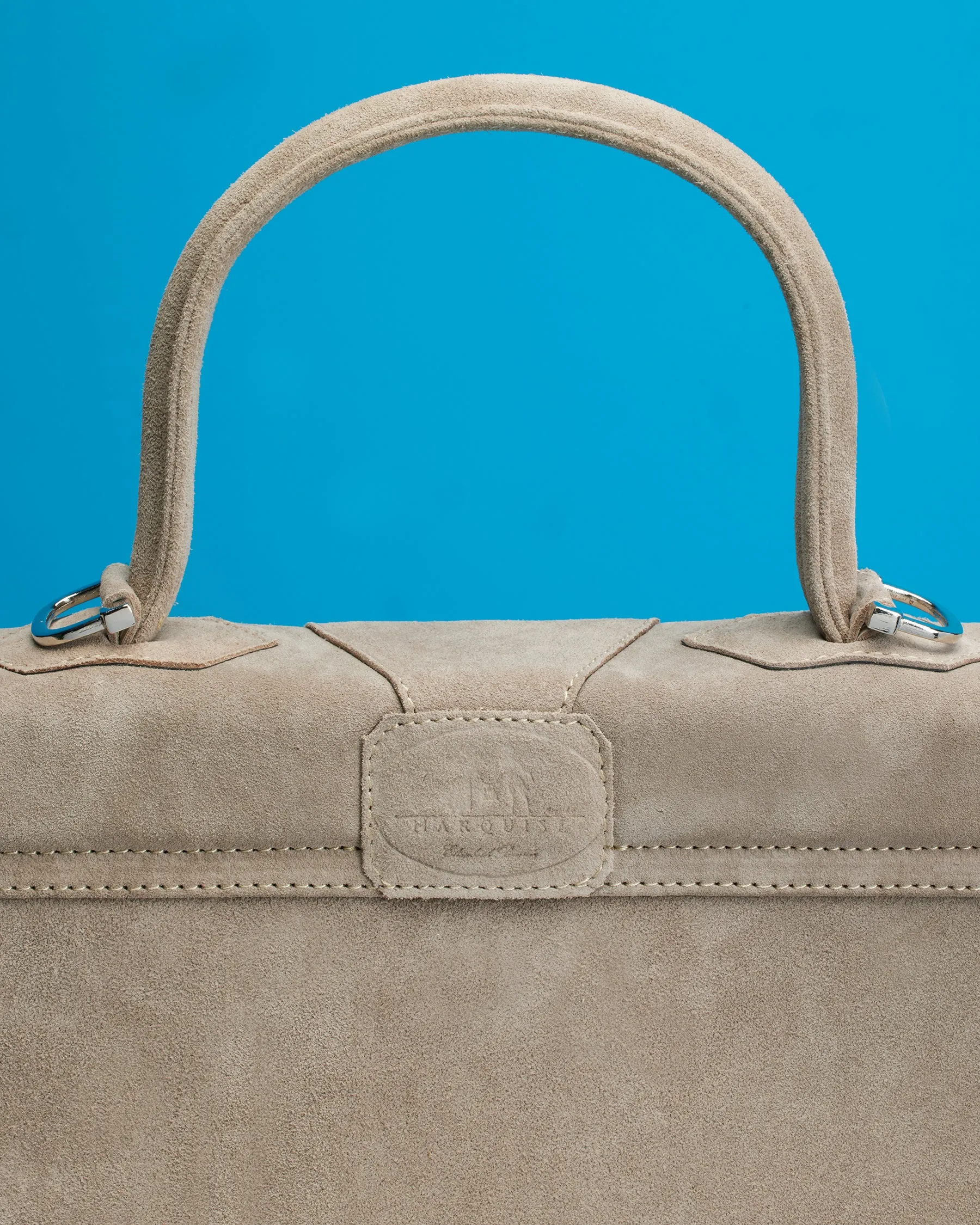 Marquise Paris Elegant Sand Top Handle Equestrian Shoulder Bag