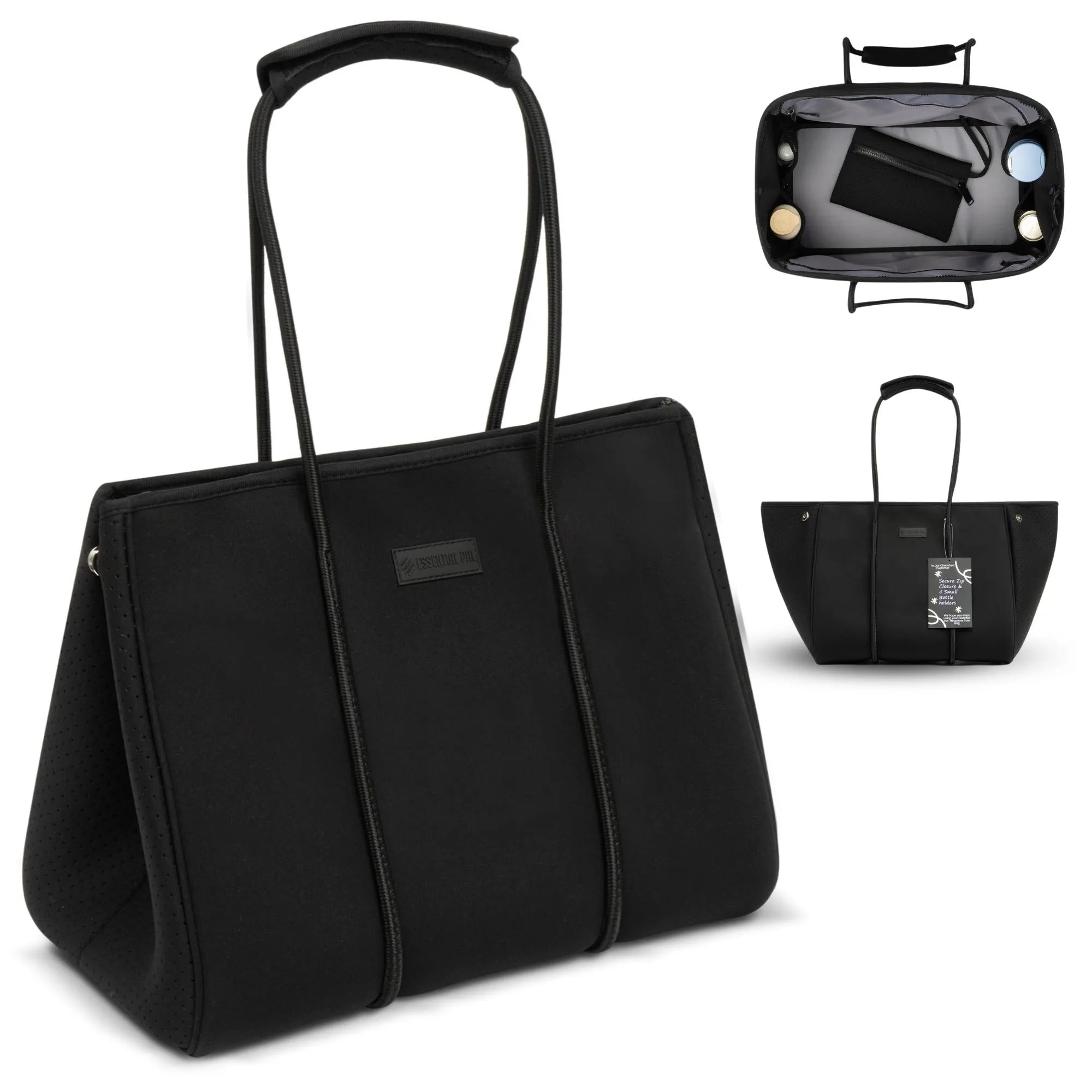 Neoprene Tote Bag, 3-in-1 Large Beach Tote – Zip-Top Waterproof, Tote Bag