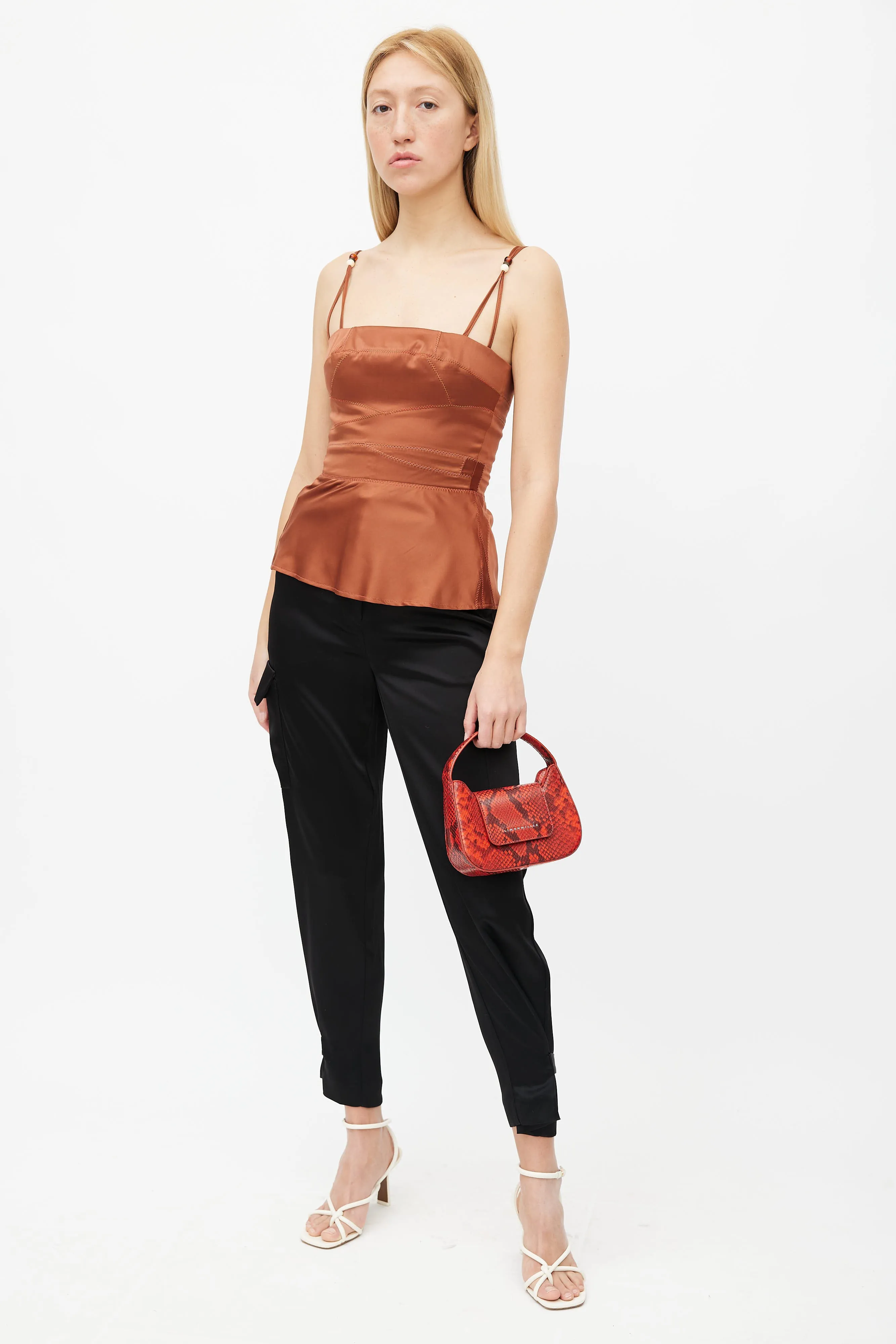 Red Textured Leather Mini Retro Bag