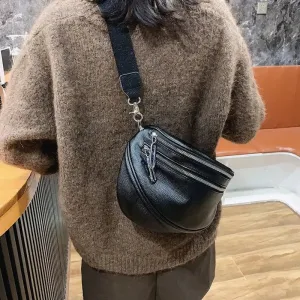 UAKISS  -  Female Retro Black All Match Handbags Casual Simple Punk Y2k Aesthetic Chest Bag Streetwear Trendy Women Shoulder Crossbody Bags