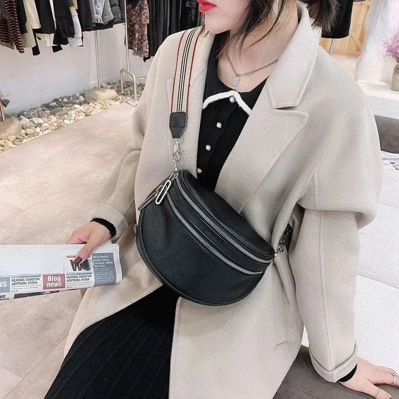 UAKISS  -  Female Retro Black All Match Handbags Casual Simple Punk Y2k Aesthetic Chest Bag Streetwear Trendy Women Shoulder Crossbody Bags