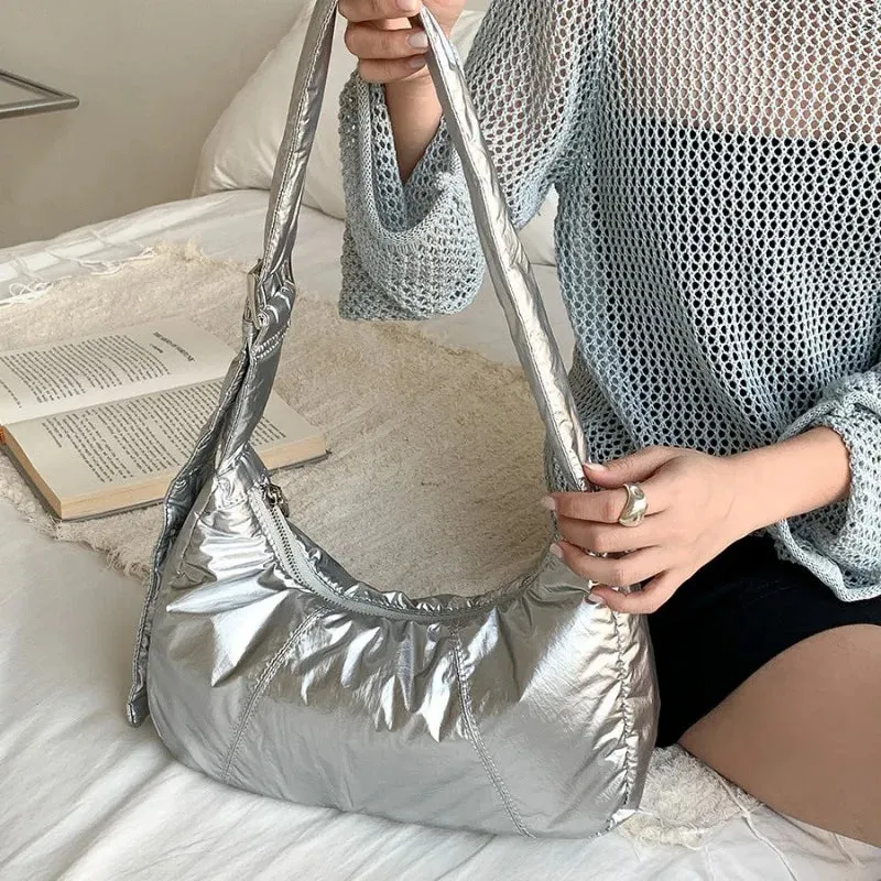 Uakiss Korean Casual Simple Padded Women's Handbags Vintage All Match Y2k Aesthetic Shoulder Bag Trendy Women Fashion Crossbody Bags