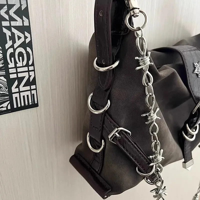 Uakiss Korean Office Lady Casual Vintage Crossbody Bags All Match Y2k Aesthetic Fashion Underarm Bag Trendy Ins Chain Shoulder Handbags