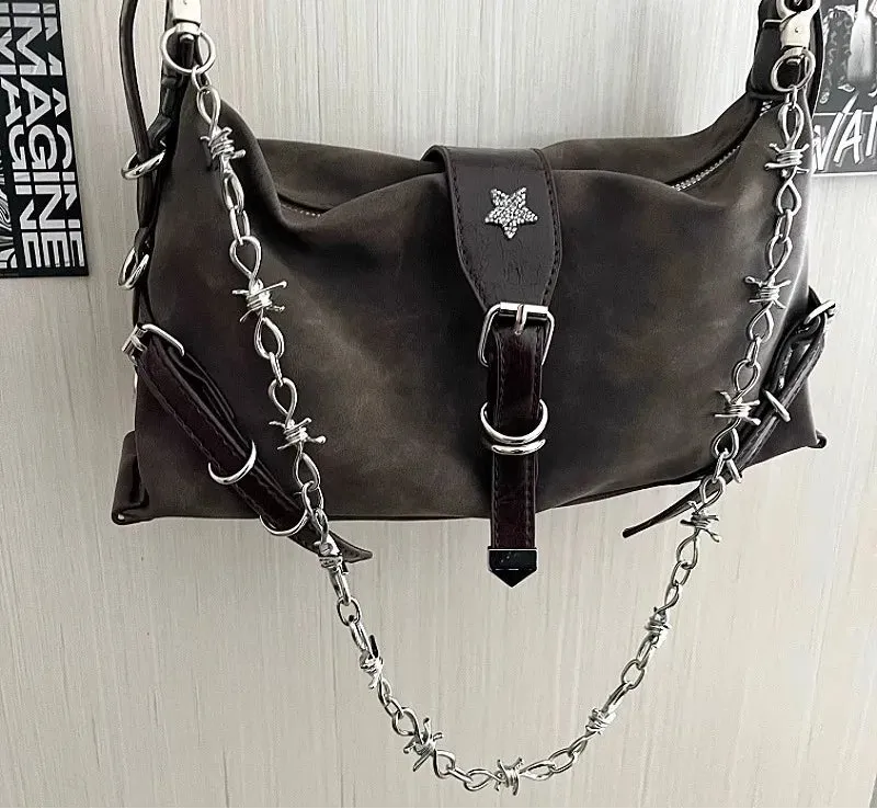 Uakiss Korean Office Lady Casual Vintage Crossbody Bags All Match Y2k Aesthetic Fashion Underarm Bag Trendy Ins Chain Shoulder Handbags