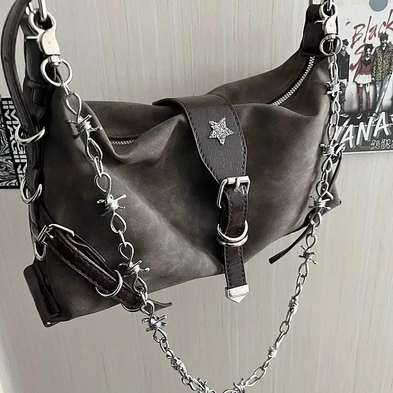 Uakiss Korean Office Lady Casual Vintage Crossbody Bags All Match Y2k Aesthetic Fashion Underarm Bag Trendy Ins Chain Shoulder Handbags