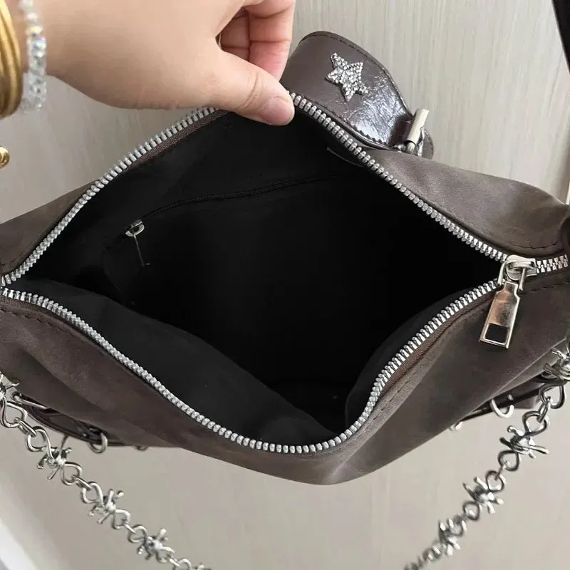Uakiss Korean Office Lady Casual Vintage Crossbody Bags All Match Y2k Aesthetic Fashion Underarm Bag Trendy Ins Chain Shoulder Handbags