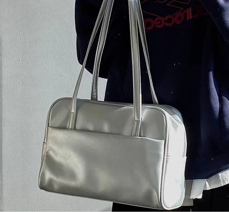Uakiss Korean Office Lady Solid Simple Women's Handbags Y2k Aesthetic All Match Vintage Shoulder Bags Fashion Casual Underarm Bag