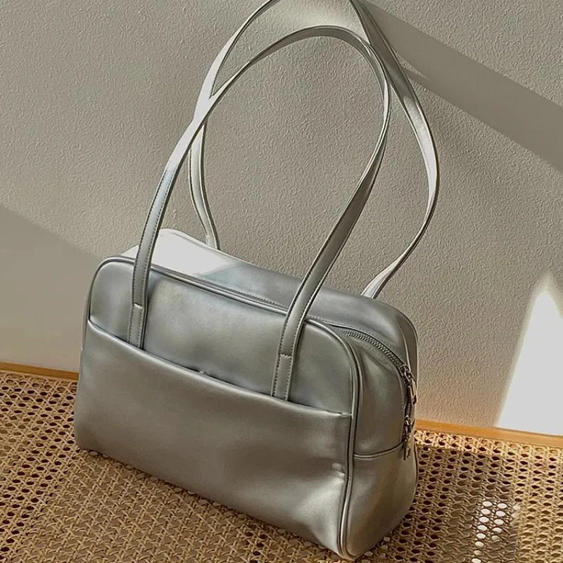 Uakiss Korean Office Lady Solid Simple Women's Handbags Y2k Aesthetic All Match Vintage Shoulder Bags Fashion Casual Underarm Bag