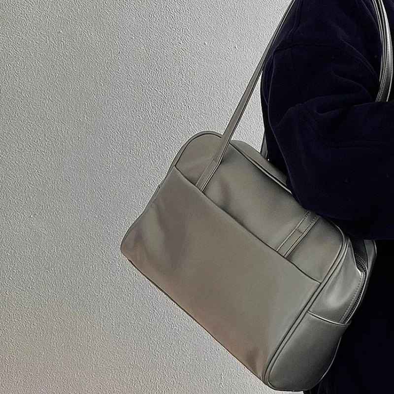 Uakiss Korean Office Lady Solid Simple Women's Handbags Y2k Aesthetic All Match Vintage Shoulder Bags Fashion Casual Underarm Bag