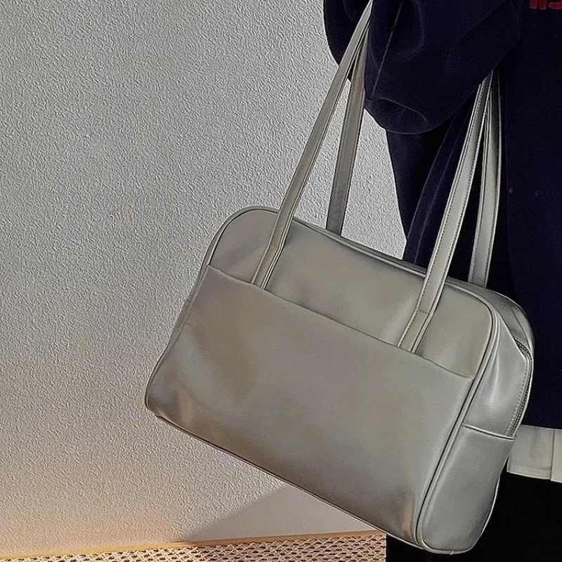 Uakiss Korean Office Lady Solid Simple Women's Handbags Y2k Aesthetic All Match Vintage Shoulder Bags Fashion Casual Underarm Bag