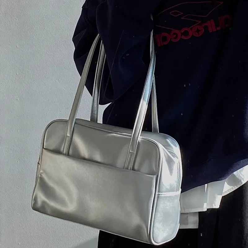 Uakiss Korean Office Lady Solid Simple Women's Handbags Y2k Aesthetic All Match Vintage Shoulder Bags Fashion Casual Underarm Bag