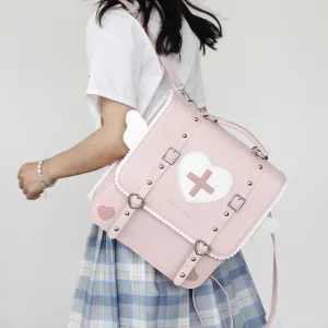 UAKISS  -  New Fashion Japanese Sweet PU Backpack Preppy School Style Cute Satchels Sweet Heart Uniform Crossbody Bags Teenage Girls