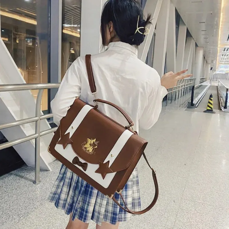 UAKISS  -  New Sweet Cambridge Backpack Fashion JK Uniform Messenger Crossbody Bag Bow Design PU Satchels All Match School Bag сумка