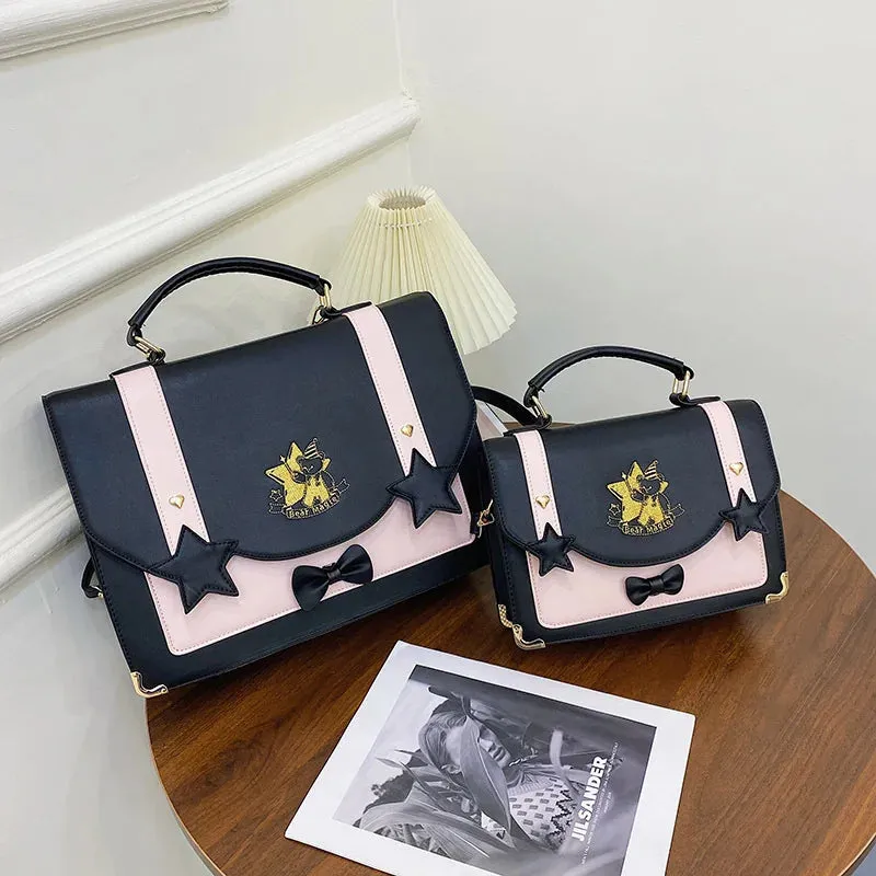 UAKISS  -  New Sweet Cambridge Backpack Fashion JK Uniform Messenger Crossbody Bag Bow Design PU Satchels All Match School Bag сумка