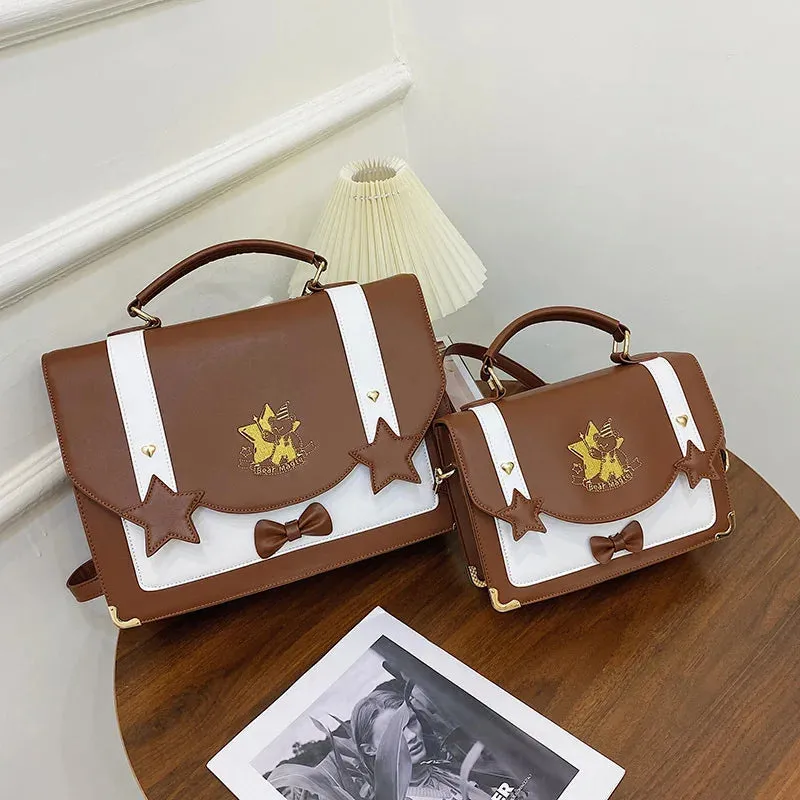 UAKISS  -  New Sweet Cambridge Backpack Fashion JK Uniform Messenger Crossbody Bag Bow Design PU Satchels All Match School Bag сумка