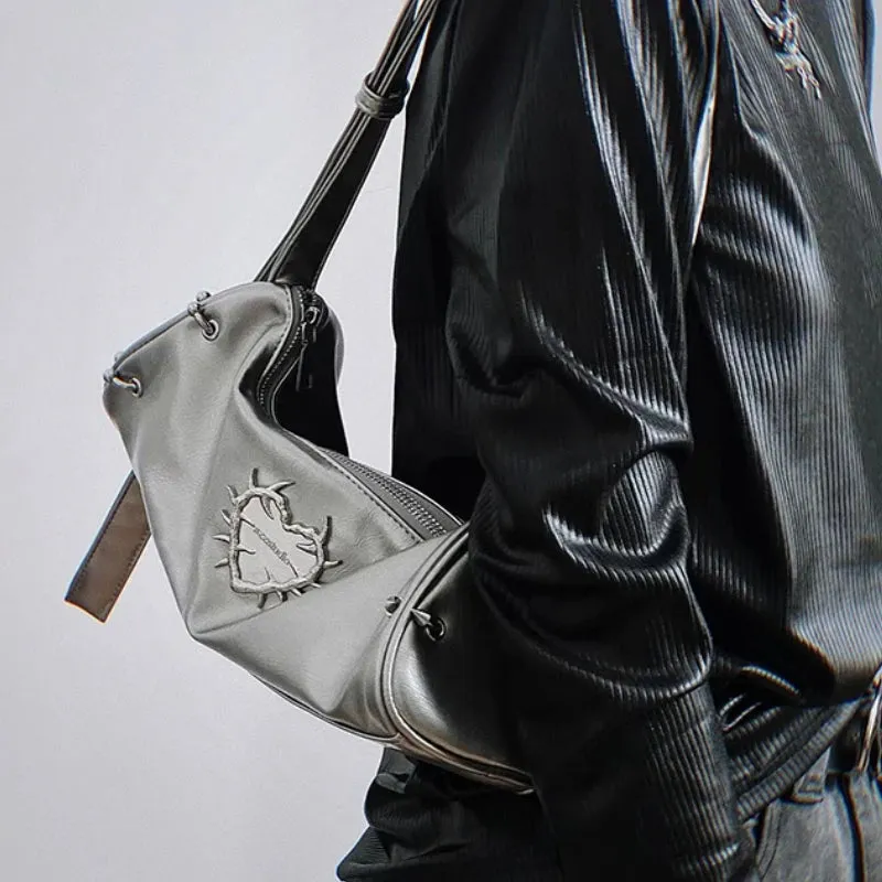 Uakiss Vintage Streetwear Women's Handbags Y2k Aesthetic Heart Office Lady Crossbody Bag Fashion Elegant All Match Shoulder Bags