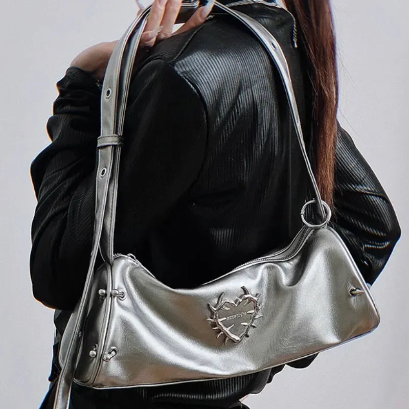 Uakiss Vintage Streetwear Women's Handbags Y2k Aesthetic Heart Office Lady Crossbody Bag Fashion Elegant All Match Shoulder Bags