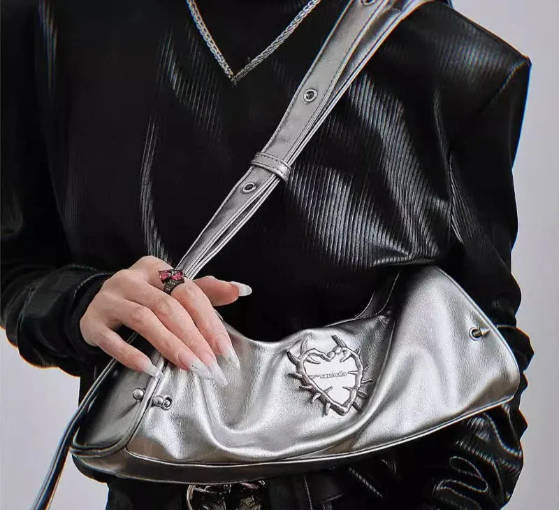 Uakiss Vintage Streetwear Women's Handbags Y2k Aesthetic Heart Office Lady Crossbody Bag Fashion Elegant All Match Shoulder Bags
