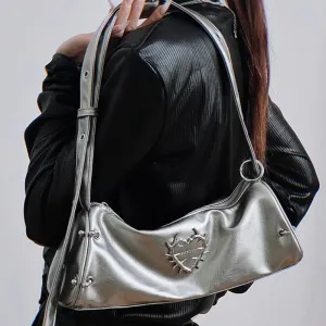 Uakiss Vintage Streetwear Women's Handbags Y2k Aesthetic Heart Office Lady Crossbody Bag Fashion Elegant All Match Shoulder Bags