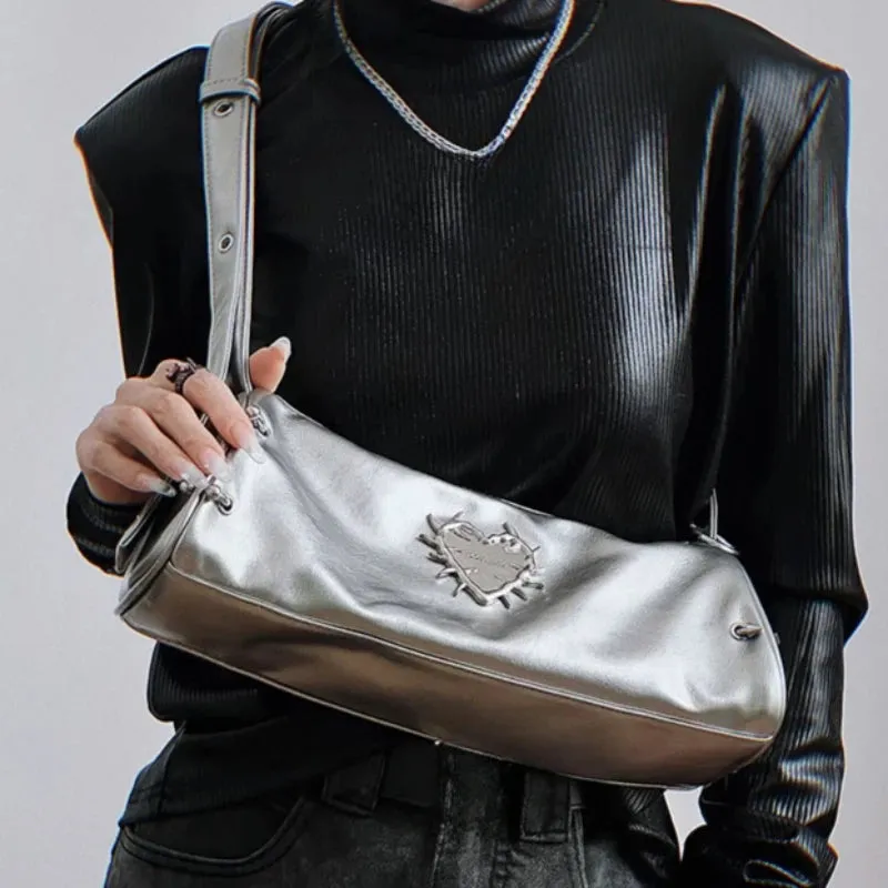 Uakiss Vintage Streetwear Women's Handbags Y2k Aesthetic Heart Office Lady Crossbody Bag Fashion Elegant All Match Shoulder Bags
