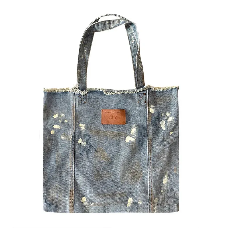 Uakiss Y2k Aesthetic Casual All Match Shoulder Handbags Streetwear Vintage Women Underarm Bag Denim Ins Grunge High-capacity Tote Bags
