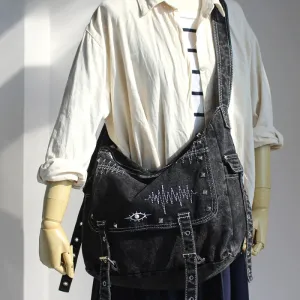 Uakiss Y2k Aesthetic Trendy Grunge Denim Bag High-capacity Vintage All Match Women's Handbags Korean New Casual Shoulder Crossbody Bags
